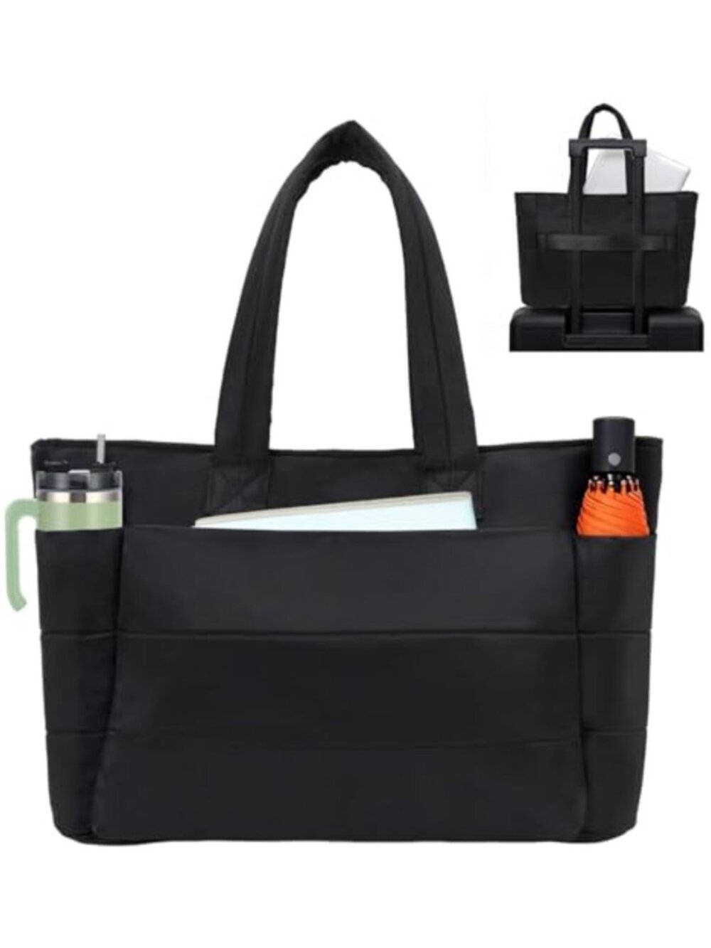 Quilted Puffer Tote Bag Water Resistant Laptop Travel Gym Beach Work